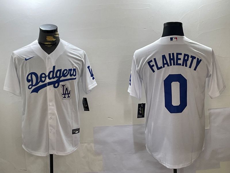 Men Los Angeles Dodgers #0 Flaherty White Game 2024 Nike MLB Jersey style 11206